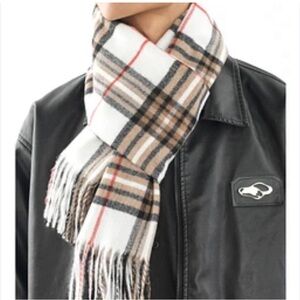 Burberry White, Beige & Black Classic Check Scarf for Men